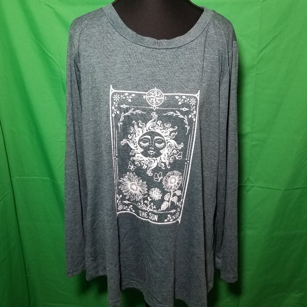 BloomChic Green Celestial Sun Long Sleeve Boho Hippie Womens 12 Comfy Loungewear